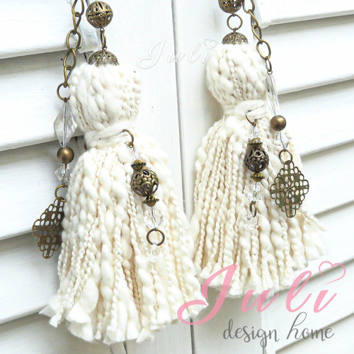 Llaveros De Borlas Decorativas Artesanales Boho Crudo 1