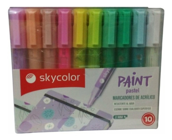Marcadores Acrílico Skycolor Paint Pastel Tipo Posca 2mmx10 0