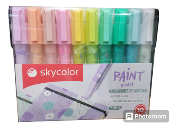 Marcadores Acrílico Skycolor Paint Pastel Tipo Posca 2mmx10 1