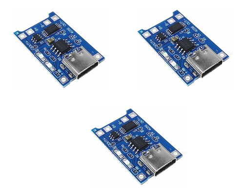 Modulo Tp4056 Carga Litio C/proteccion Usb Tipo C -pack X3 0