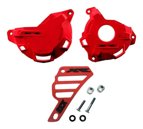 Cubre Piñon Rojo +tapas De Motor Rojas Xr Negro 0