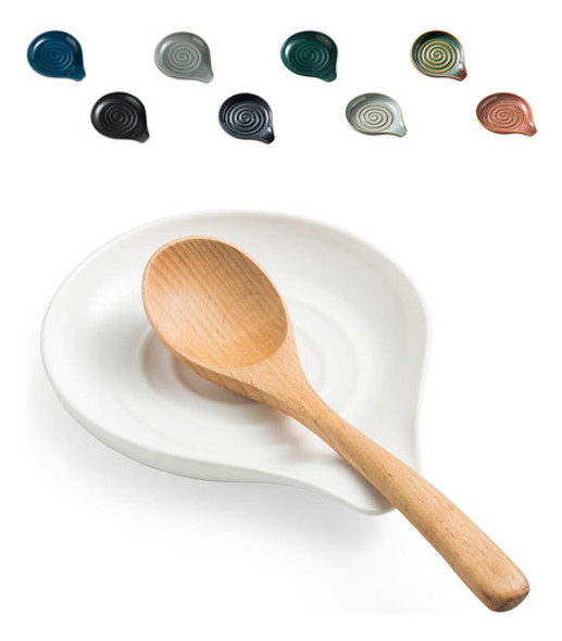 Descanso Para Cucharas De Porcelana Grande Para Cocina Blanc 0