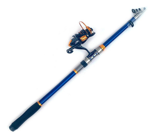 Combo Caña De Pesca 2,5 Metros Con Reel + 100mts De Tanza 1