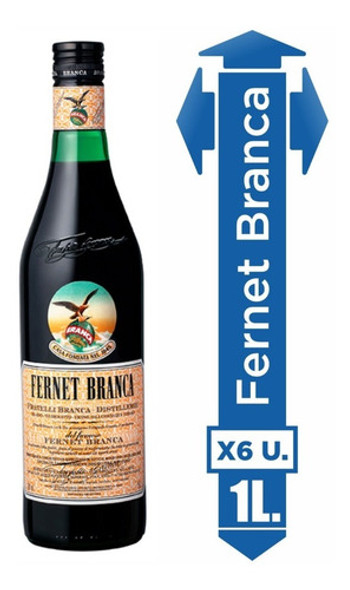 Fernet Branca Caja X6 Botellas De 1 Litro. Jotabe 0