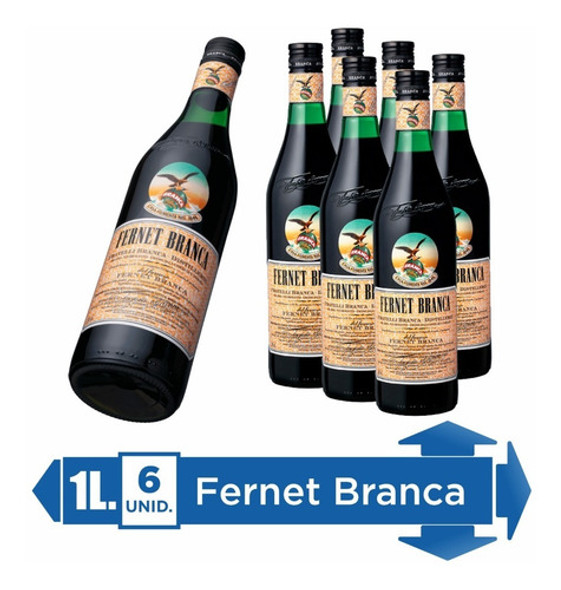 Fernet Branca Caja X6 Botellas De 1 Litro. Jotabe 1