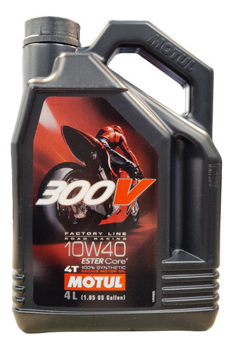 Aceite Motor Motul Sintetico 300v 10w40 4t Racing 4l Delcar® 0