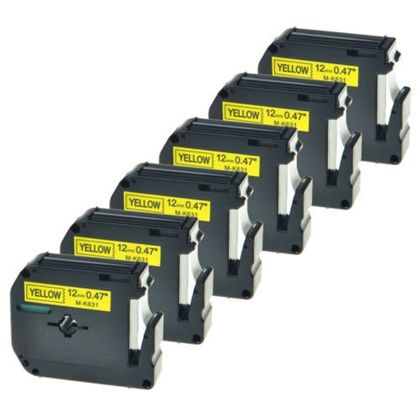 Pack 6 Negro Sobre Amarillo Etiqueta De Cinta Pt-55bm De La 0