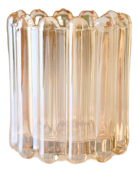 Portavela De Vidrio Ambar Castle Decoracion Labrado 8cm 0