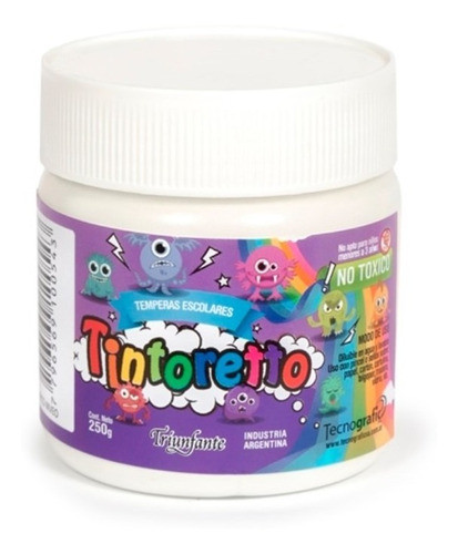 Tempera Tintoretto Lavable 250 Gr No Toxica Color Blanco 0