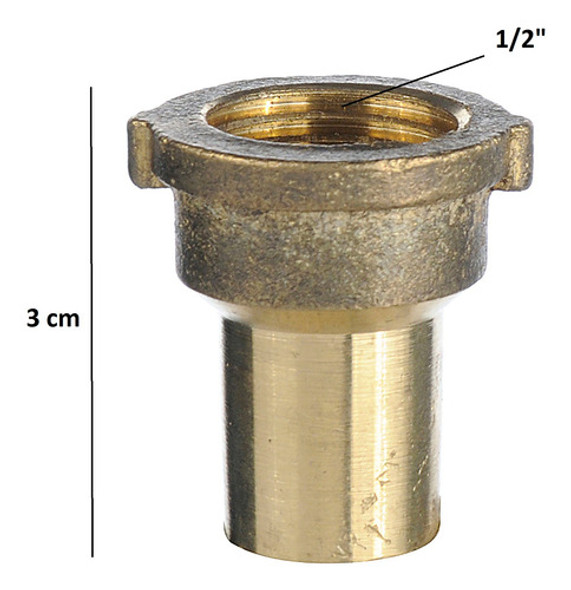 Cupla De Bronce Para Soldar Plomo Reforzado De 1/2 Hembra 1