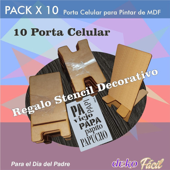 Pack 10 Porta Celular Fibrofacil Dia Del Padre Deco Stencil 1