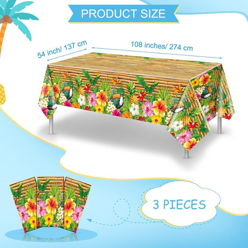 Manto De Plástico Desechable Para Mesa Luau, 3 Piezas 1