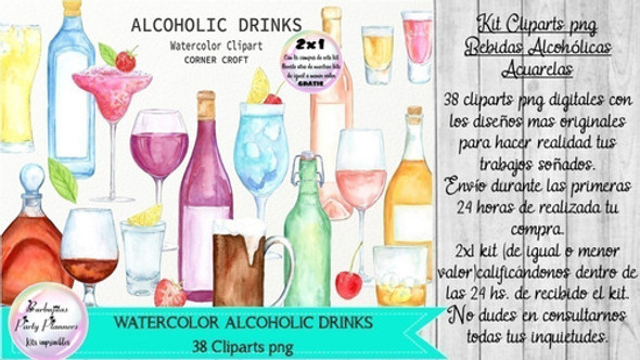 Cliparts Imagenes Png Bebidas Alcohólicas Acuarela 1