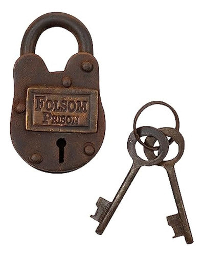 Candado De La Cerradura De La Prisión Con Acabado Antiguo Co 0