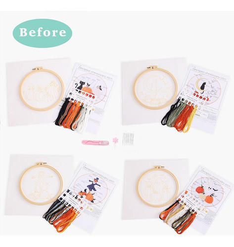 Reewisly Halloween 4pcs Kits De Bordado Con Patrones E Instr 1