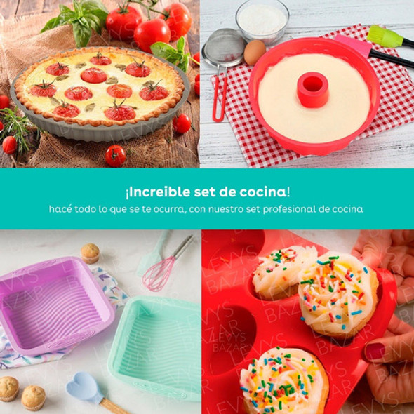 Set Kit Reposteria Completo Moldes De Silicona Horno Muffins 1