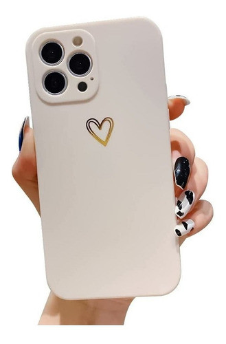 Funda Para iPhone 13 Pro Max Silicona De Corazon - Blanco 0
