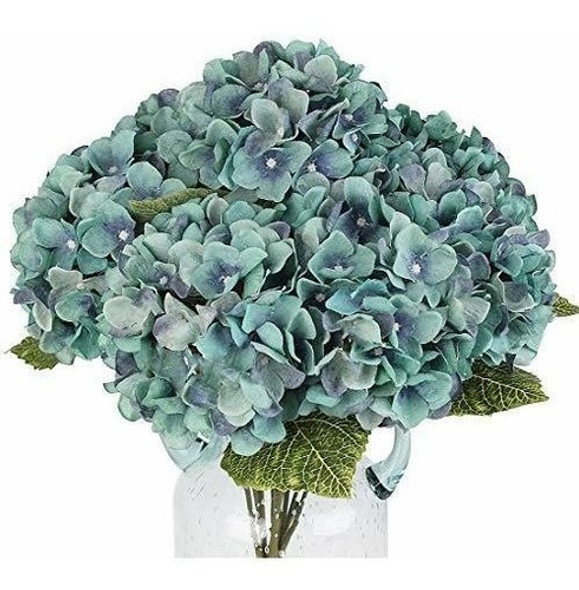 Hortensias Artificiales 1ramo -5flores-diam.16cm- Azul Acido 0