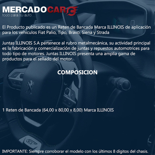 Portareten Bancada Illinois Fiat Tipo 1.6 16v 1