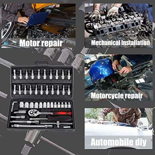 Juego De 46 Llaves De Trinquete De 1/4 Pulgadas, 1