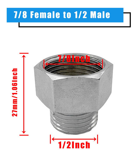 Reduccion Para Griferia Reductor Hembra 7/8 A G1/2 Macho 1