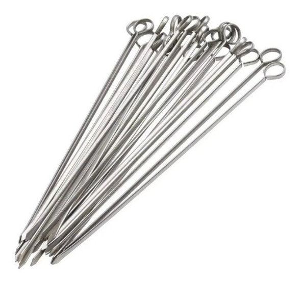 Set X12 Palitos Metal Brochette Parrilla 43cm Pincho Centro 0