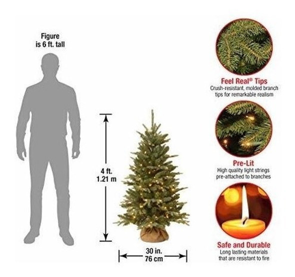 Arbol De Arpillera De 4 Pies Con 150 Luces Transparentes 1