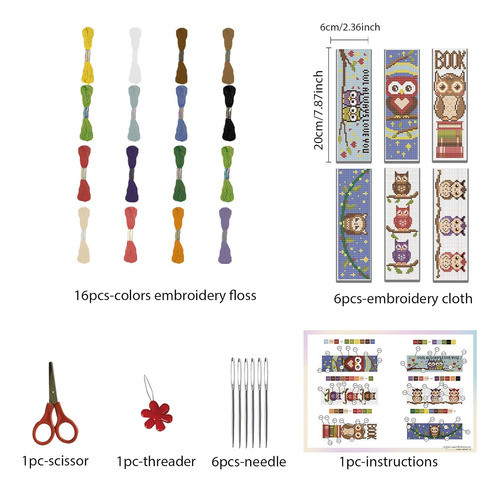 Kit De Costura Cruz Para Principiantes, Lechuza, 6 Piezas 1