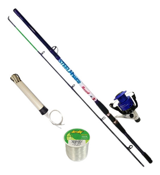 Combo Pesca Rio Laguna Caña 2.40mts Reel Frontal Accesorio 0