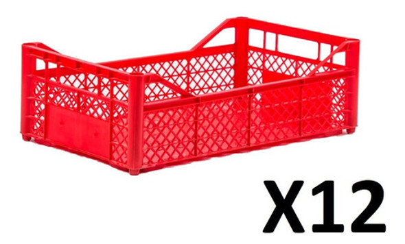 Canasto Plastico Apilable Liviano Bajo Color X 12 Un C/envio 0