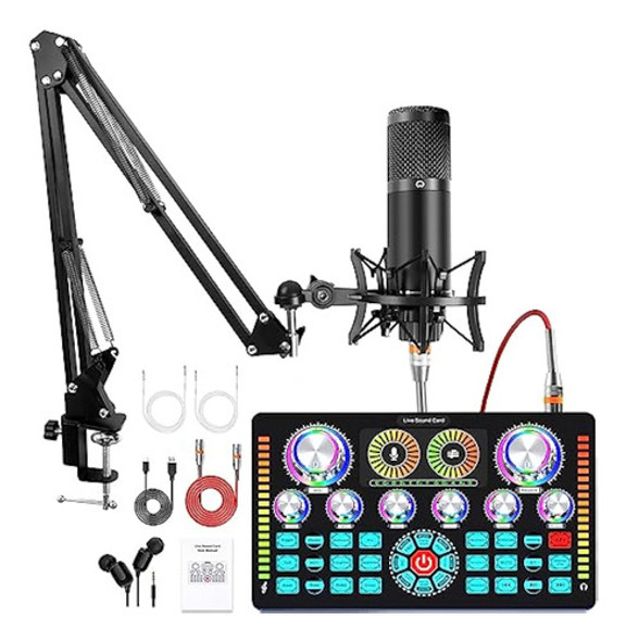 Paquete De Equipo De Podcast, Interfaz De Audio Y 0