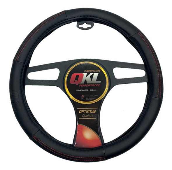 Cubre Volante Qkl Negro Con Costuras Rojas 370 / 390 Mm 0