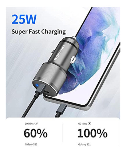 Cargador De Coche Dual Usb C, 60w Pd (30w + 30w) Adaptador D 1