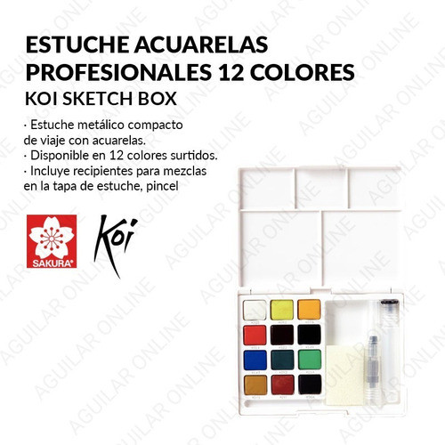 12 Acuarelas Sakura Koi Watercolors Profesional Pincel Water 1