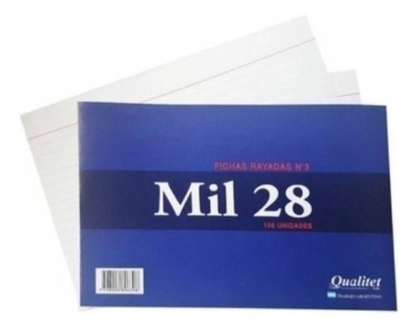 100 Fichas 1028 Rayadas Numero No. 3 Mil28 12 X 20cm. 0
