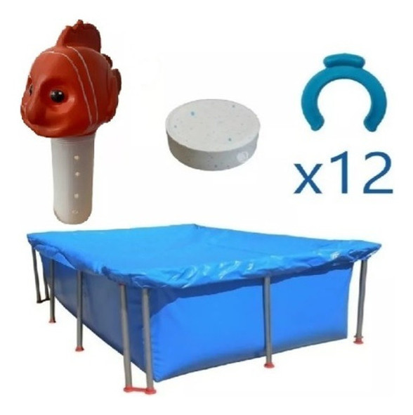 Cubre Pileta Fama 2,00 X 1,50 Mts +boya Delfin +cloro+gancho 0