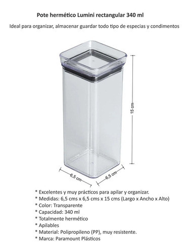 Pote Hermético Frasco Especiero Condimentero 340ml Cocina 1