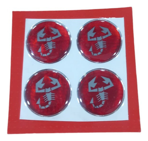 Logo Centro De Llanta  Abarth  Rojo  43mm Blister X 4 0