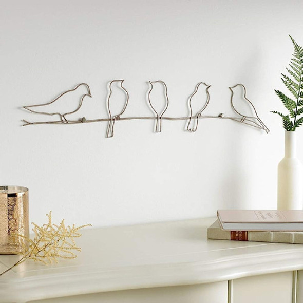 ~? Graham & Brown Soft Rose Gold Bird On A Wire Metal Wall A 1