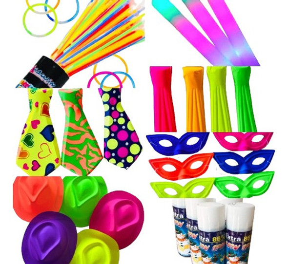 Cotillón Flúo Combo Para Fiesta 100 Personas 0