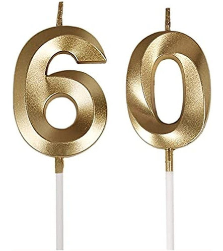 Velas De Cumpleaños Número 60 De Bailym, Adorno De Pastel Nú 0