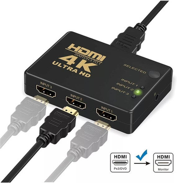 Switch Hdmi 4k De 3 Puertos Full Hd 1080p 0