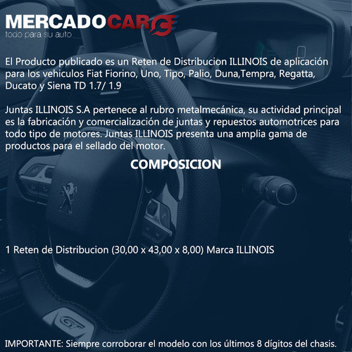 Reten De Distribucion Tipo Palio Tempra Regatta Ducato 1.9 1