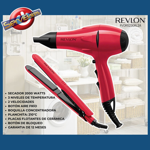Kit Secador + Planchita Pelo Profesional Revlon Essentials 1