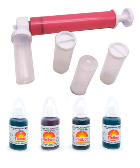 Aerografo Decoración Tortas Reposteria 4 Colorantes Fleibor 0