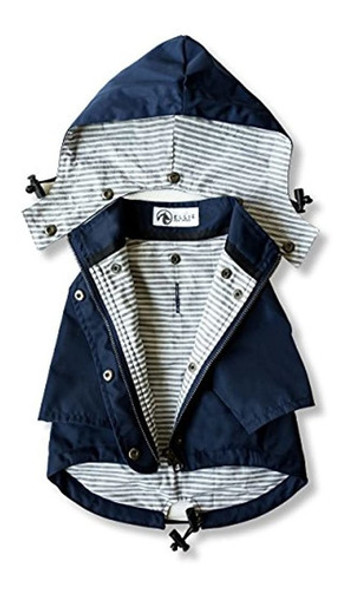 Impermeable Azul Marino Con Cremallera Para Perros Con Boton 1