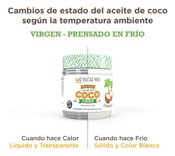 Aceite De Coco God Bless Virgen Organico 100% Natural X2 1