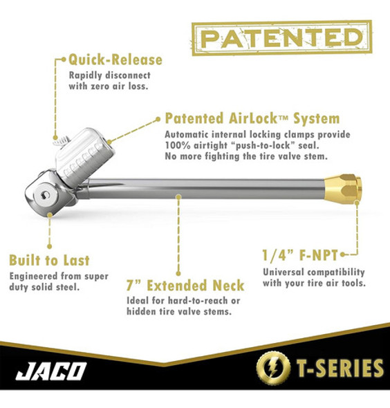 Mandril Neumático Jaco Lightning T-series - 1/4  F-npt (fluj 1