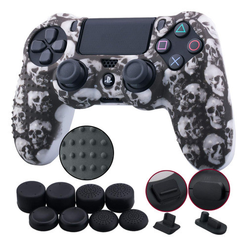 Funda Joystick Ps4 9cdeer Silicona Skull Black 0