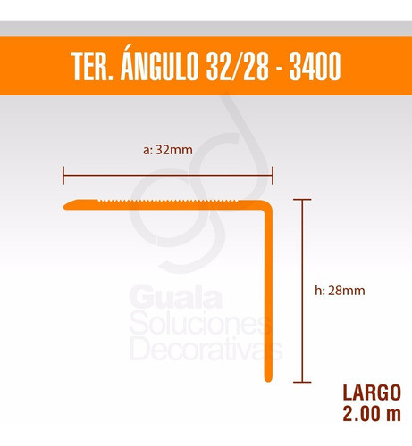 Varilla Angulo Aluminio Escalon Flotante 32x28mm 2m 3403 Pq 1